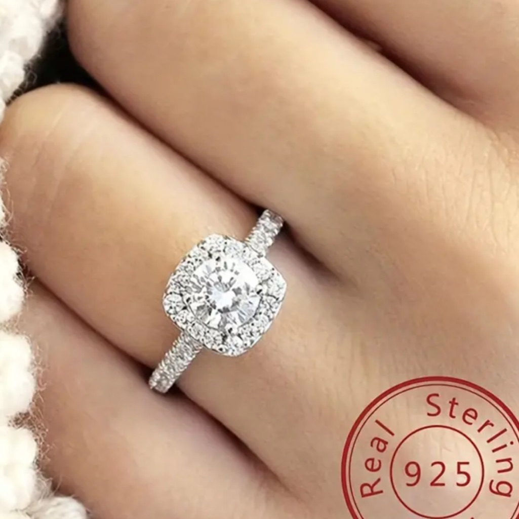 Beautiful Sterling Silver Classic 5c Cushion Cut Moissanite Diamond Ring 95$